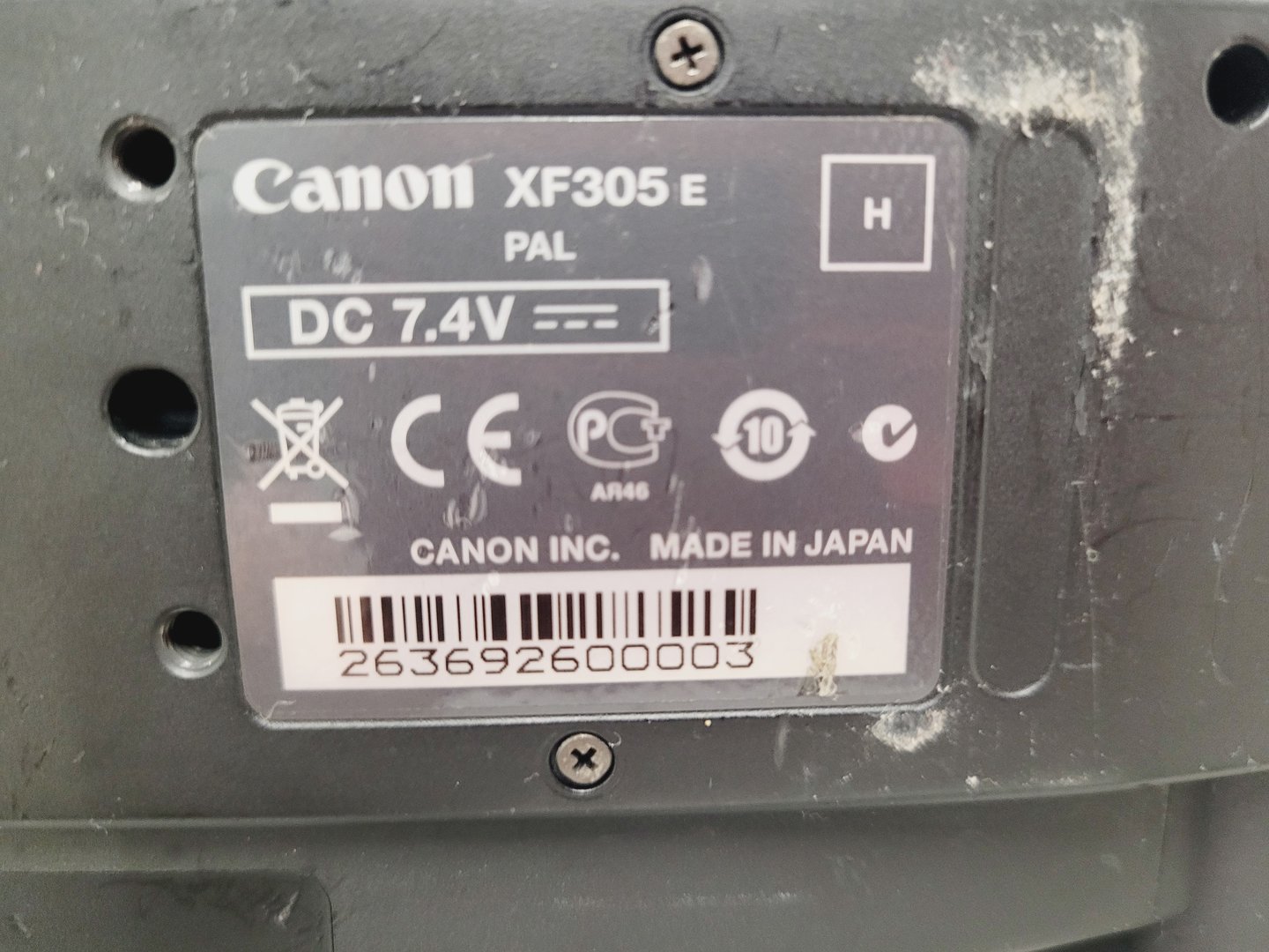 Image of Canon XF305 HD PAL Video Camcorder with Charger and Power Adapter