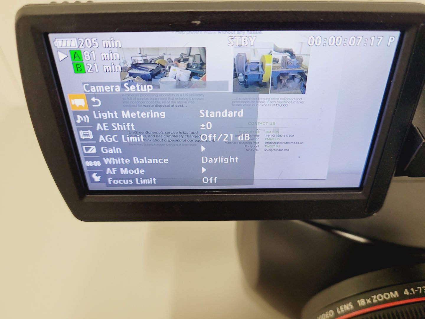 Image of Canon Model XF305 HD Video Camera 1 x Battery, Remote Control and Charger