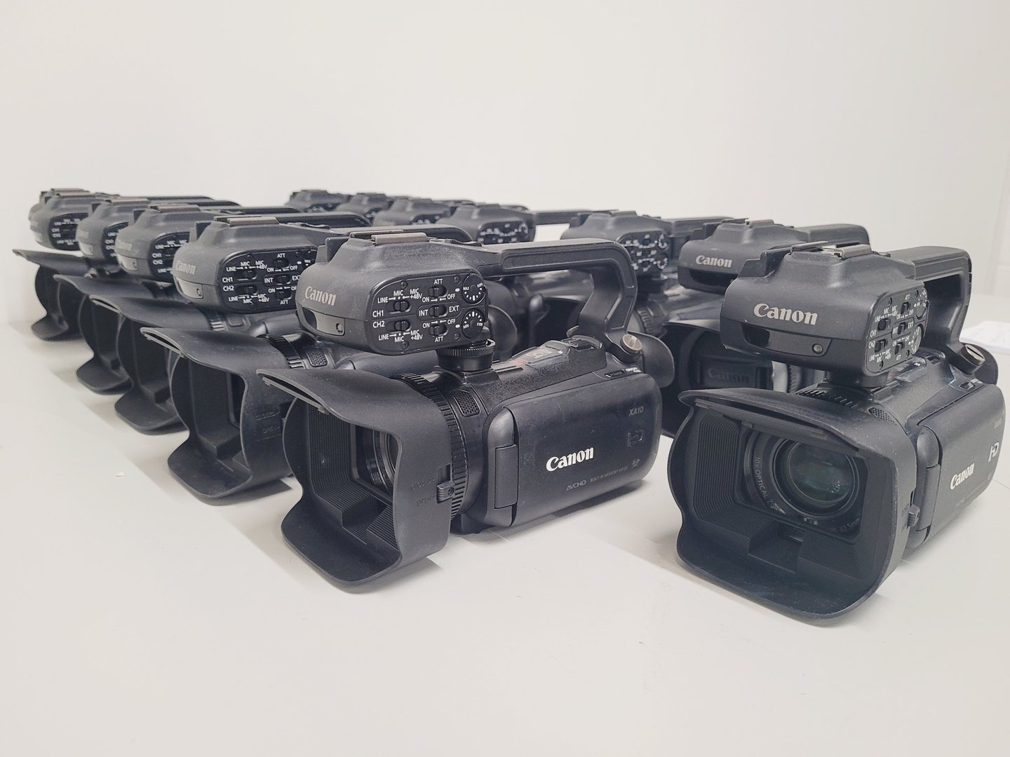 Image of Lot of 13 Canon XA10 Compact Full HD Camcorders + Batteries Chargers & Bags