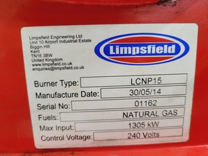 Thumbnail image of Limpsfield Model LCNP15 Natural Gas 1305 Kw Burner with Autoflame Control System