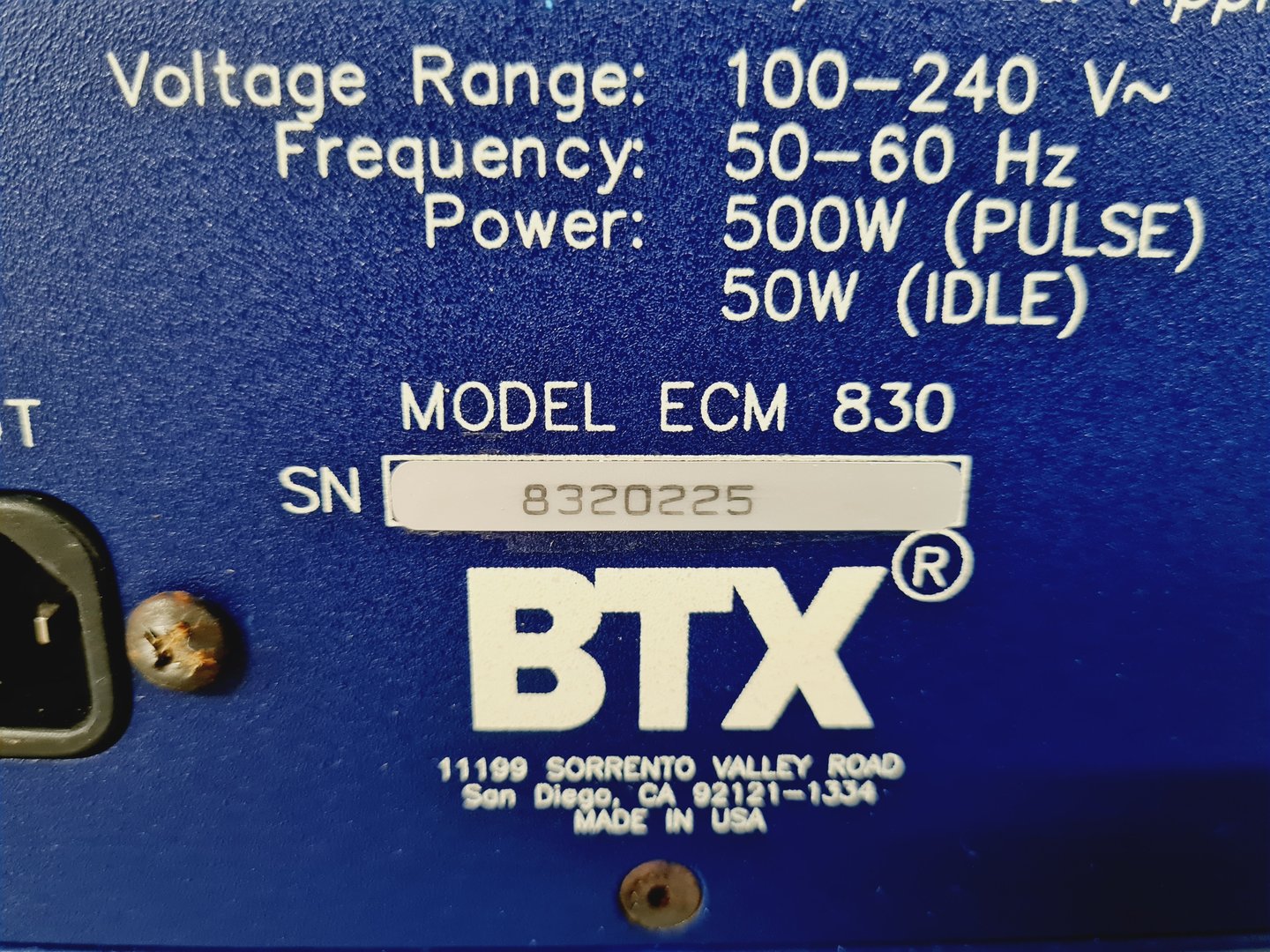 Image of BTX Electro Square Porator ECM 830 Lab