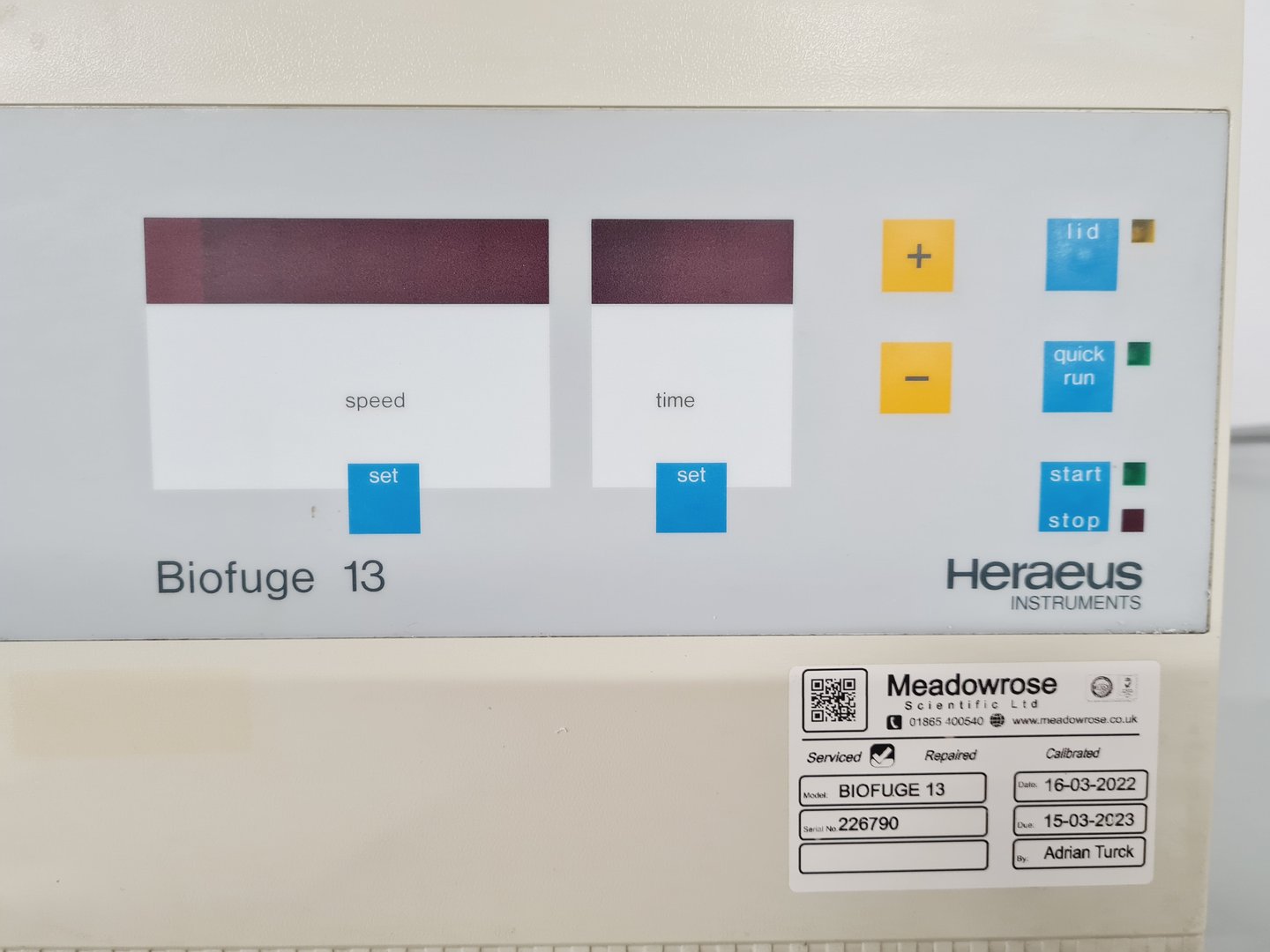 Image of Heraeus Biofuge 13 Centrifuge Lab