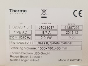 Thumbnail image of Thermo Scientific Safe 2020 Safety Cabinet Type S2020 1.5 With Stand