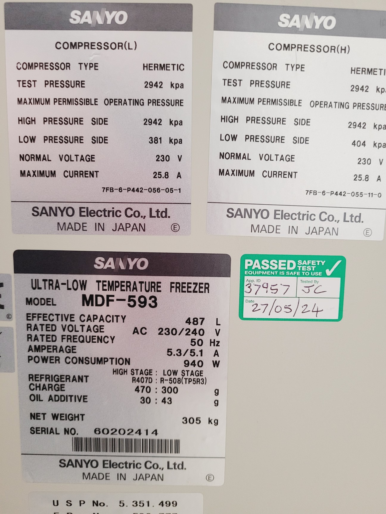 Image of Sanyo MDF-593 Ultra Low Temperature Chest Freezer ULT 487 Litres Lab