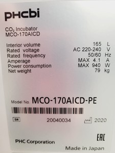 Thumbnail image of PHCBI CO2 Incubator Model MCO-170AICD-PE With Tray and Shelves Lab