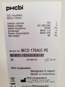 Thumbnail image of PHCBI CO2 Incubator Model - MCO-170AIC-PE Lab