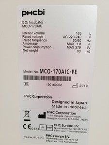 Thumbnail image of PHCBI CO2 Incubator Model MCO-170AICD-PE With Shelving And Tray Lab