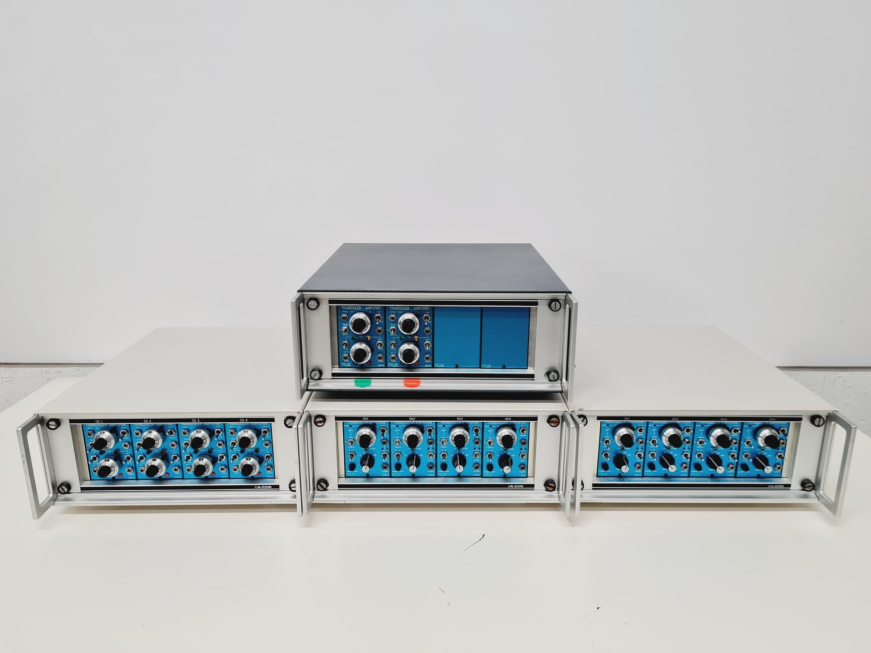 Image of 14 x Fylde Transducer Amplifier 379TA Racked Assembly