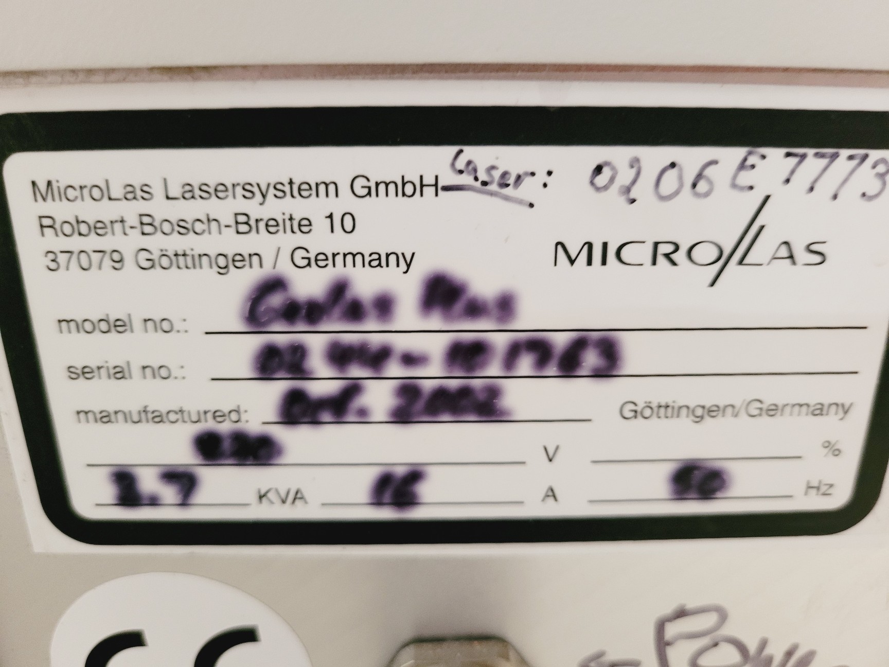 Image of Microlas GeoLas Q-Plus Excimer Laser Ablation System IC-PMS Spares/Repair Lab