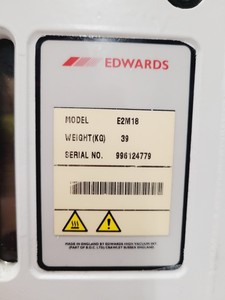 Thumbnail image of Edwards 18 Vacuum Pump Model E2M18 With Oil Mist Filter and Speedivalve