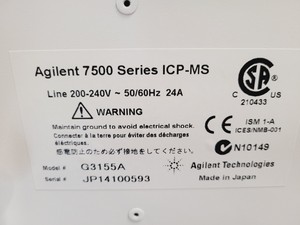 Thumbnail image of Agilent 7500c ICP-MS G3155A Inductively Coupled Plasma Mass Spectrometer Lab