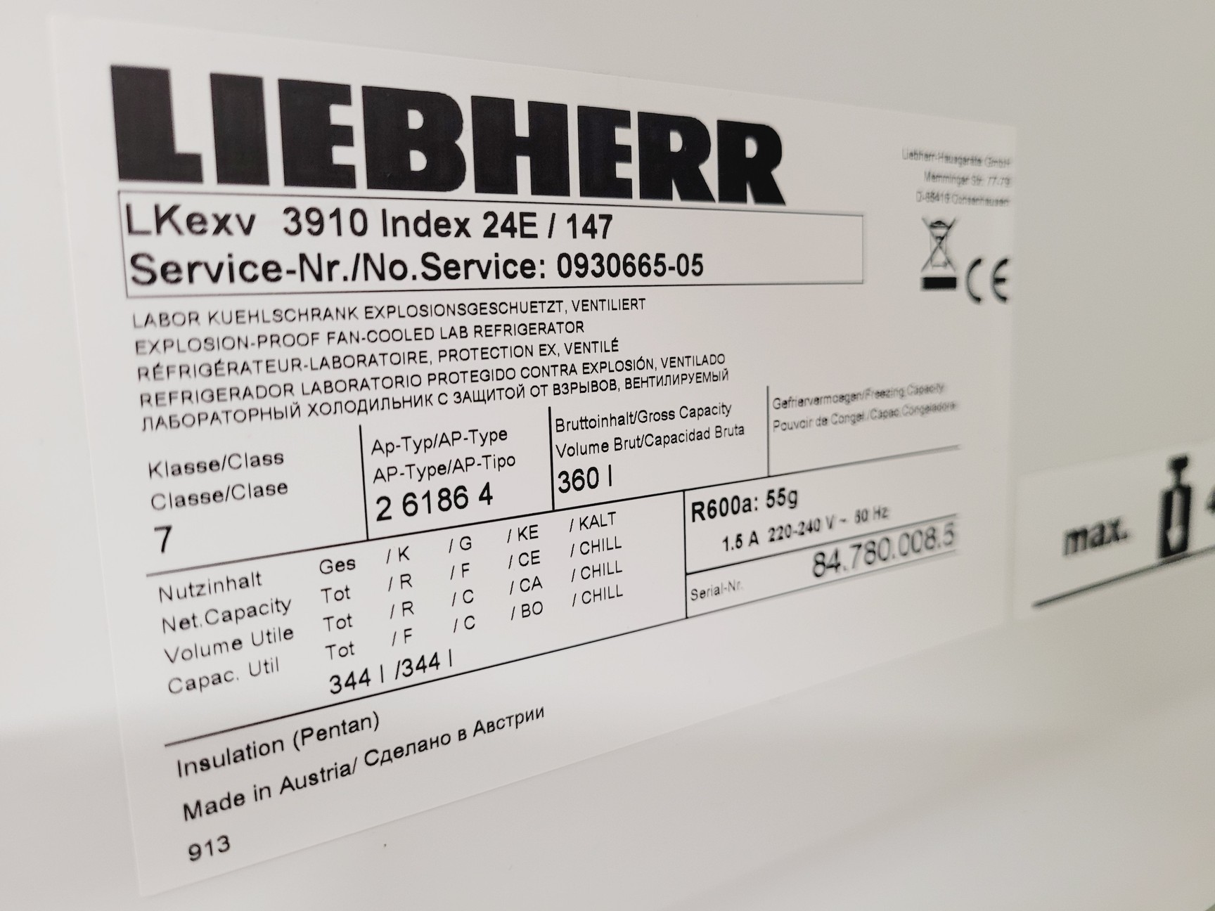Image of Liebherr Mediline LKexv 3910 Laboratory Refrigerator Fridge Lab