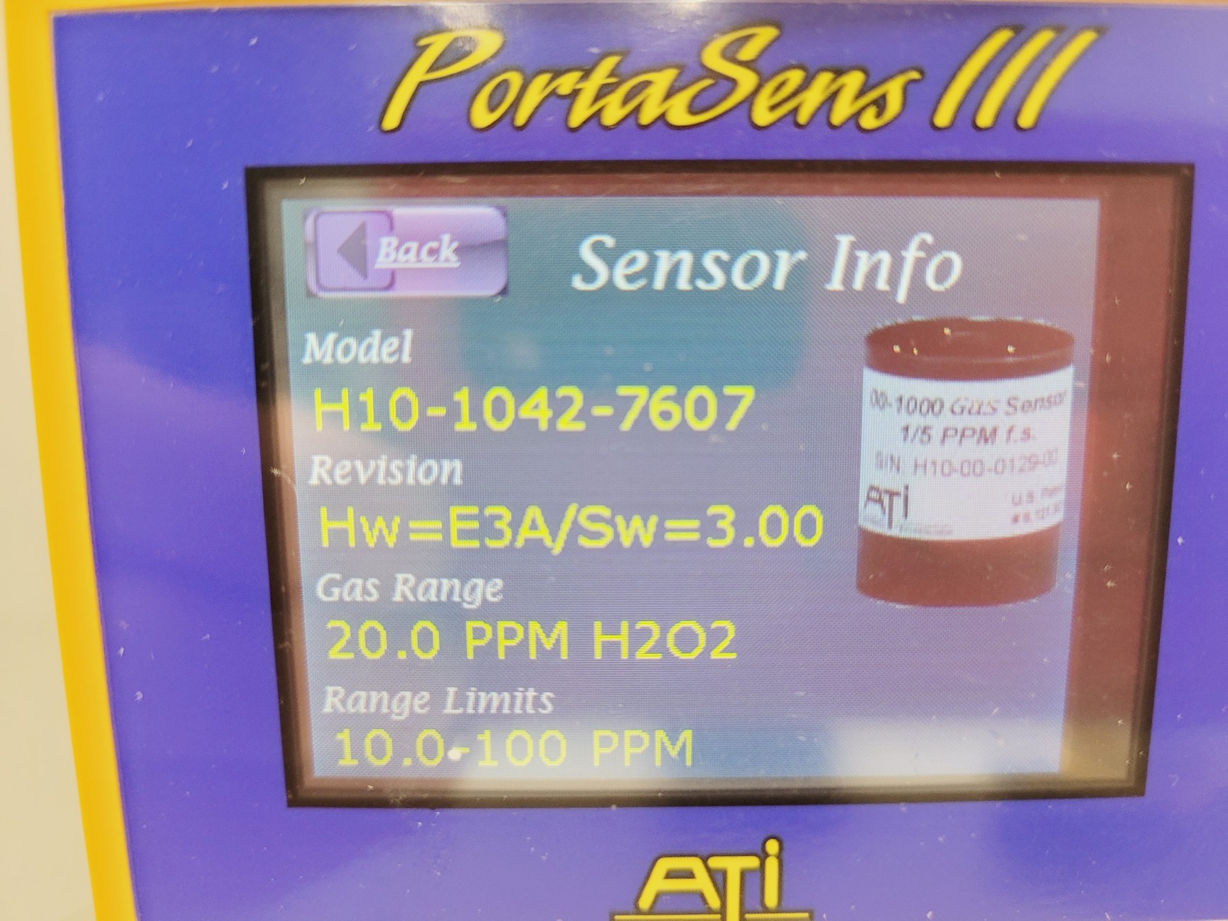 Model Kit For H2o2 ATI Portasens lll Gas Leak Detector Kit Model - D16 w/ H2O2 Sensor Lab