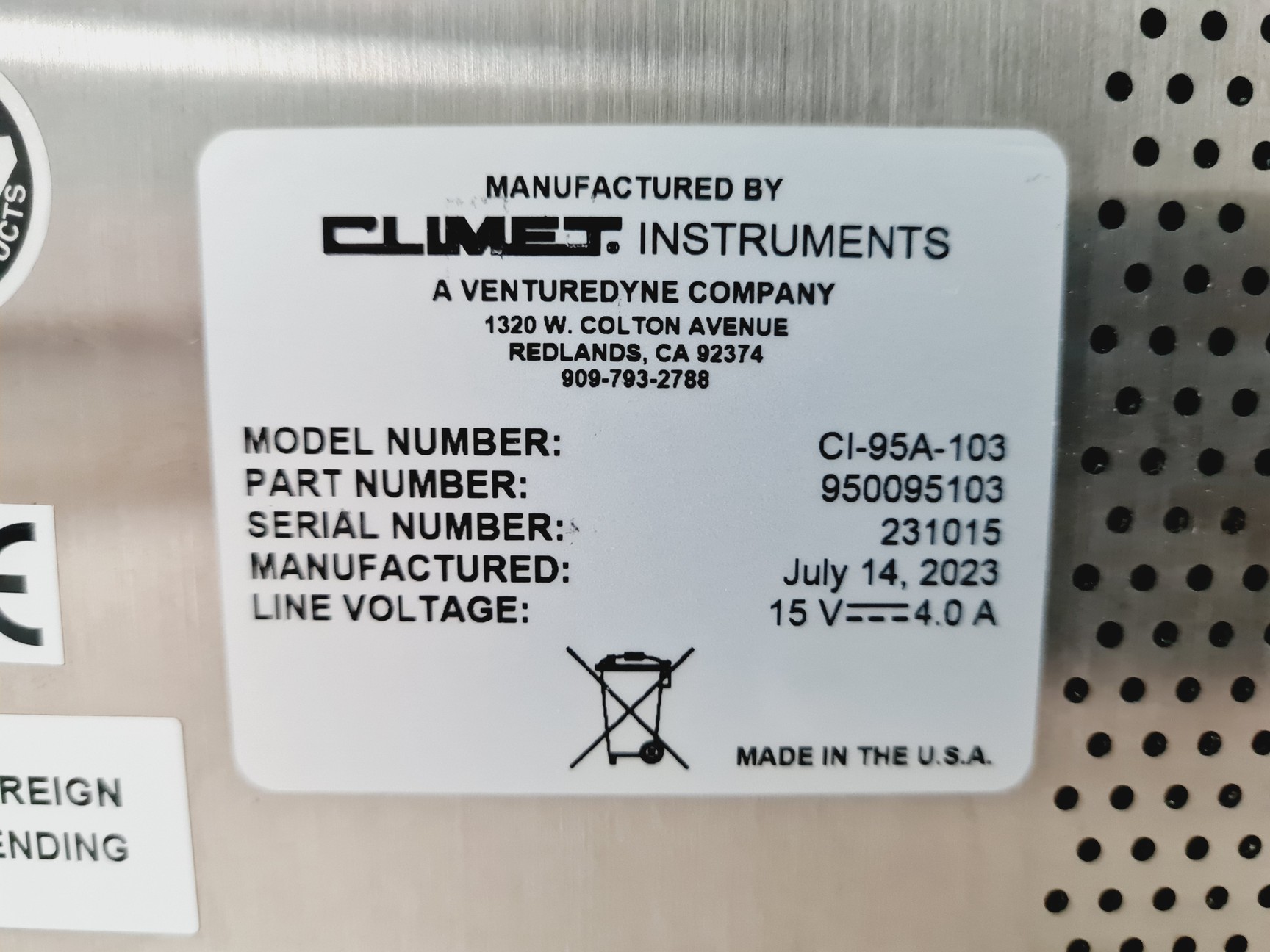 Image of Climet Type CI-95A Microbial Air Sampler 100 LPM Lab
