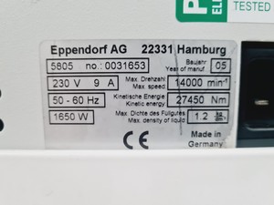 Thumbnail image of Eppendorf Centrifuge Model 5804 R w/ Eppendorf A-4-44 Rotor Lab