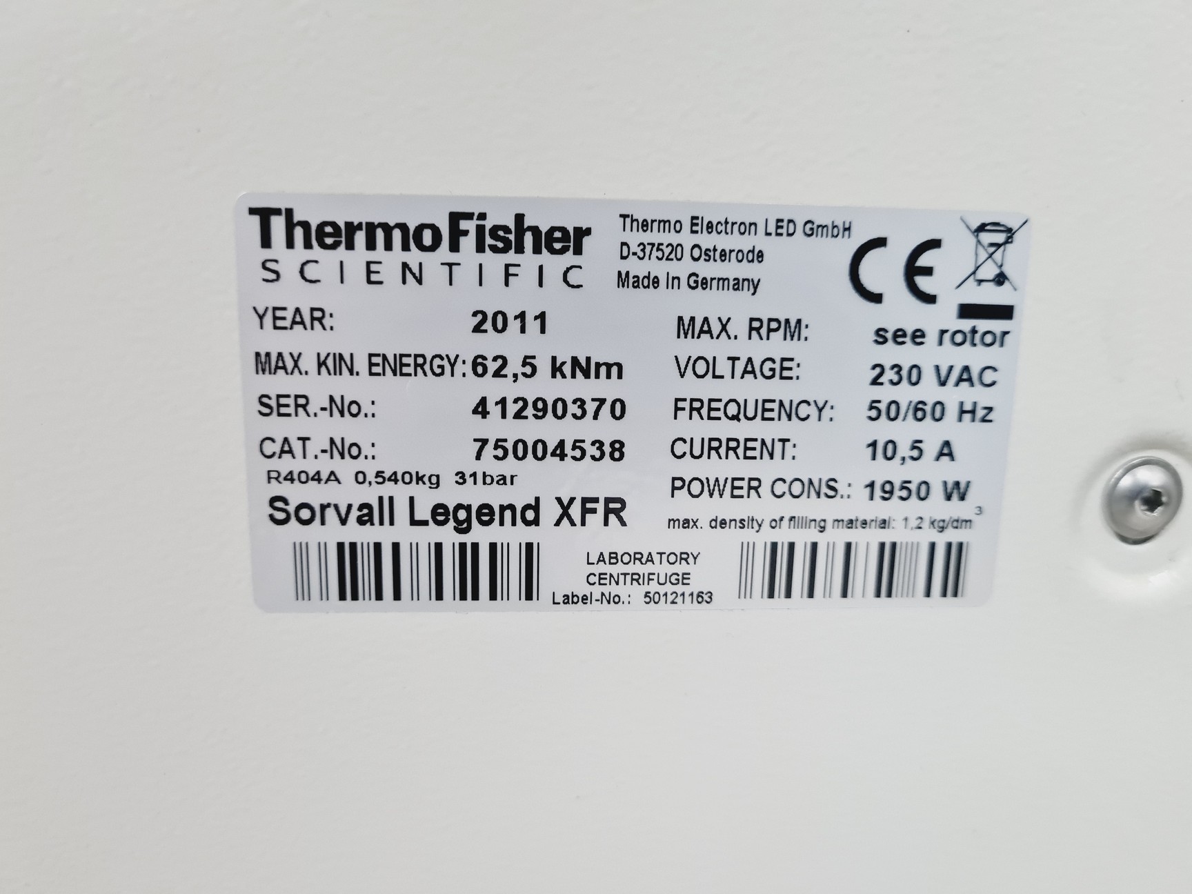 Image of Thermo Scientific Sorvall Legend XFR Centrifuge With 4700rpm Rotor ab