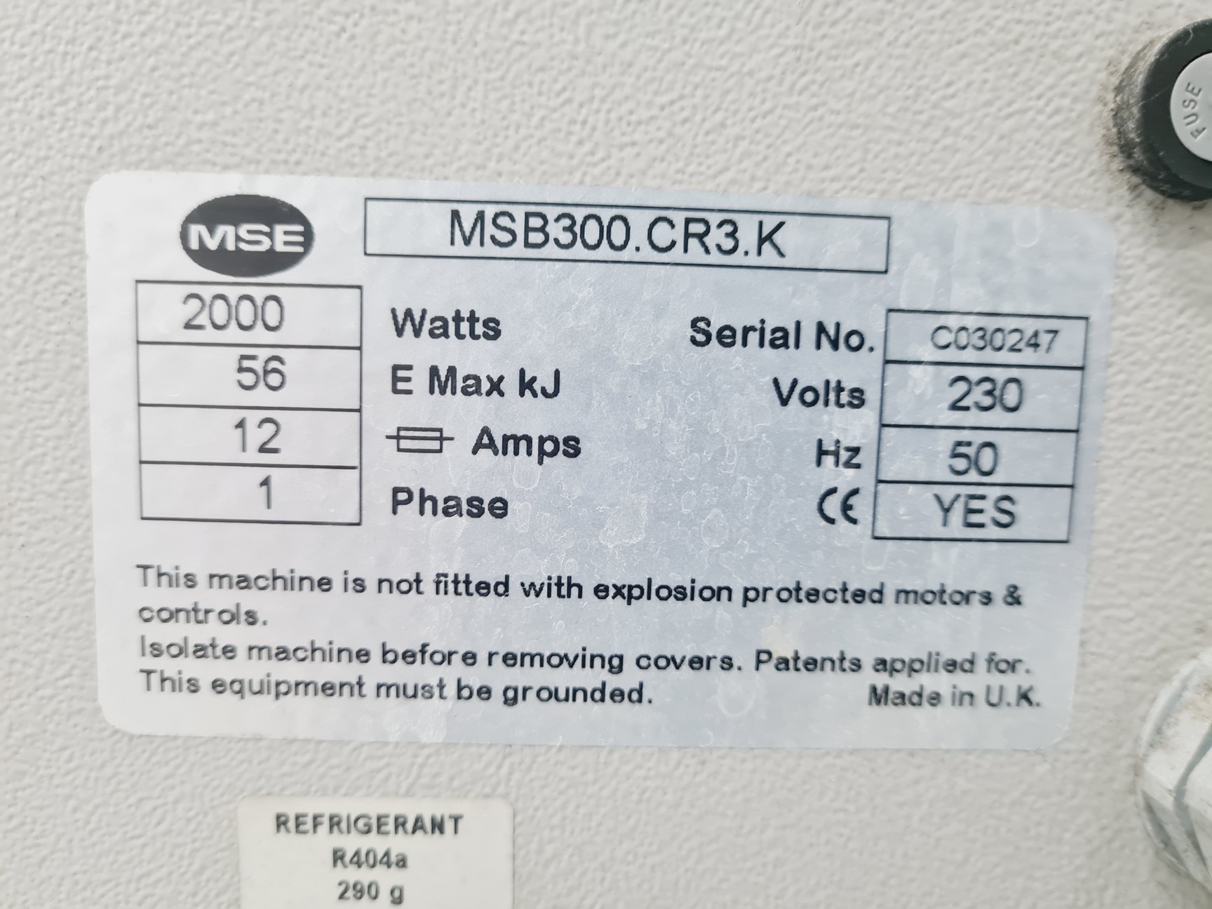 Image of MSE Falcon 6/300 Refrigerated Centrifuge Lab