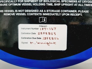 Thumbnail image of MVE CryoShipper 8.5 ltr w/ ShipsLog 3 Temperature w/ Data Logger Lab