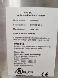 Thumbnail image of Biotest APC M3 P52100S Airborne Particle Counter and APC Plus 943201