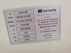 Thumbnail image of Torrents T54 Dual Bread Slicer 