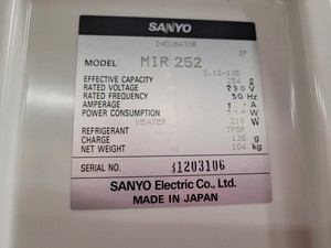Thumbnail image of Sanyo MIR 252 Refrigerated Laboratory Incubator Lab