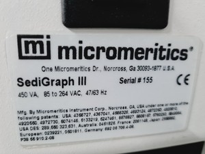 Thumbnail image of Micromeritics SediGraph III Particle Size Analyzer & Micromeritics MasterTech 52