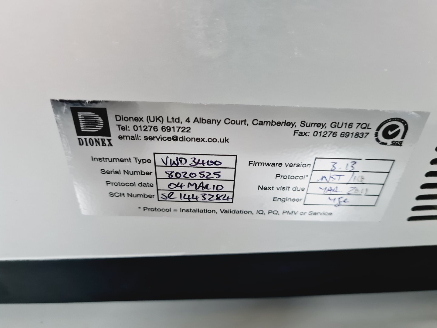 Image of Dionex Ultimate 3000 RS Variable Wavelength Detector With UCI-100 Interface Lab 