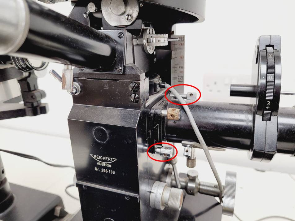 Image of Parts of Vintage 1950s Reichert Universal Camera Microscope MeF D P100 A 