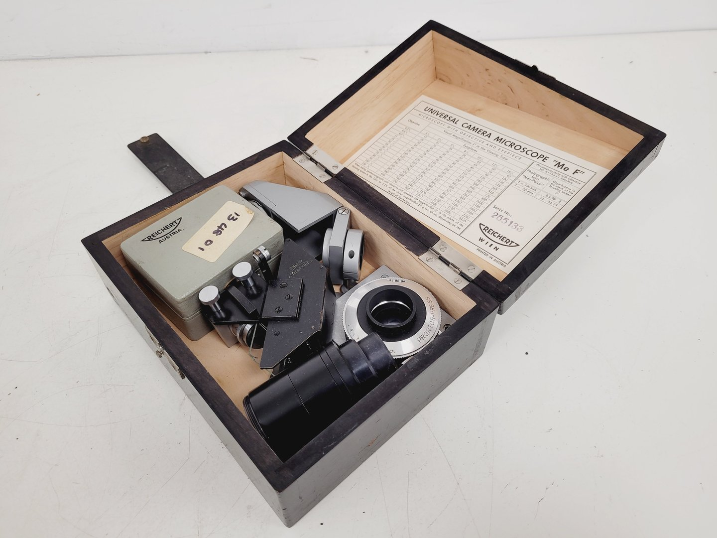 Image of Parts of Vintage 1950s Reichert Universal Camera Microscope MeF D P100 A 