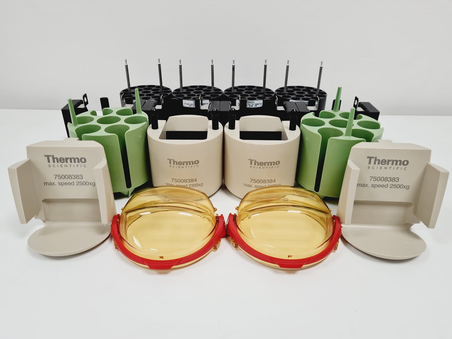 Lot of Thermo Scientific Rotor Bucket Adapters & Lids TX-750 T-25 T-75 Lab