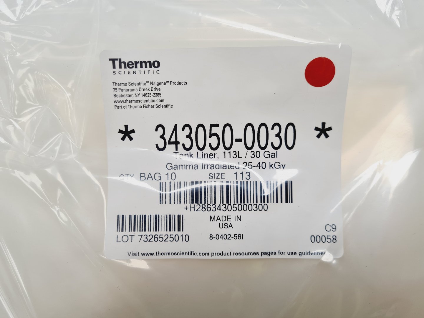 Image of 11 x Packs Various Thermo Scientific Nalgene Coex Polyethylene Film Tank Liners