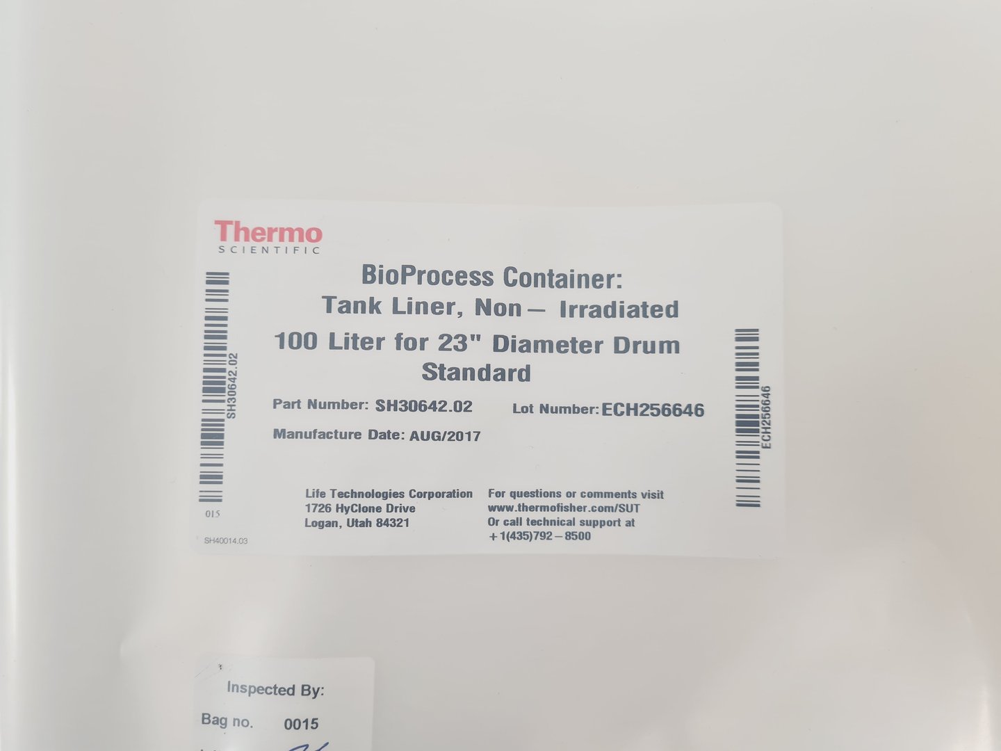 Image of 19 x Thermo Scientific BioProcess Container Tank Liners Non Irradiated 100L