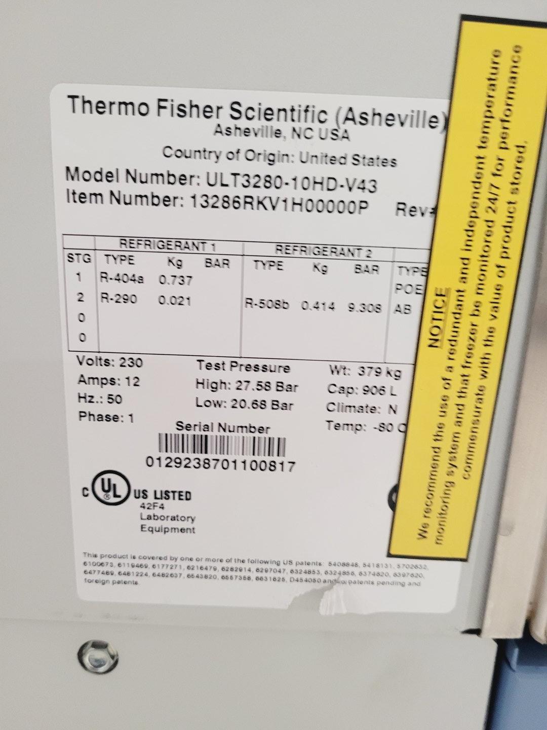 Image of Thermo Scientific Revco Ultima Plus ULT Freezer Model ULT3280-10HD-V43 Lab