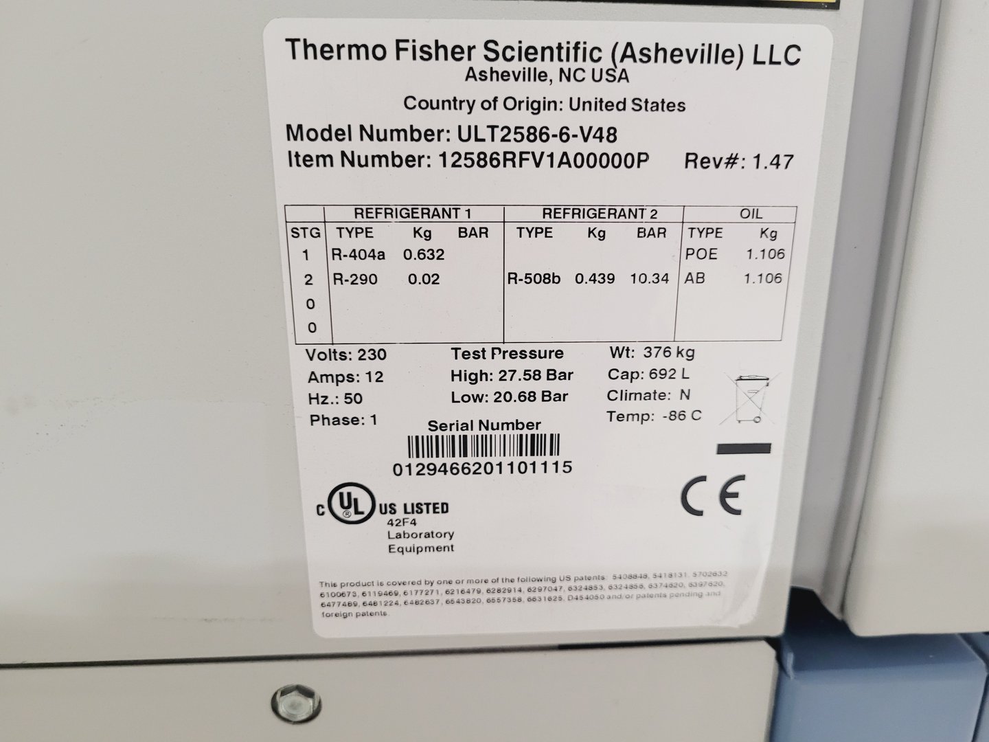 Image of Thermo Scientific Revco Elite Plus Ultra Low Temperature Freezer ULT2586-6-W48