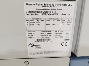 Thumbnail image of Thermo Scientific Revco Elite Plus Ultra Low Temperature Freezer ULT2586-6-W48