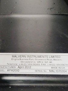 Thumbnail image of Malvern Instruments Mastersizer 2000 Laser Particle Size Analyser Spares/Repairs