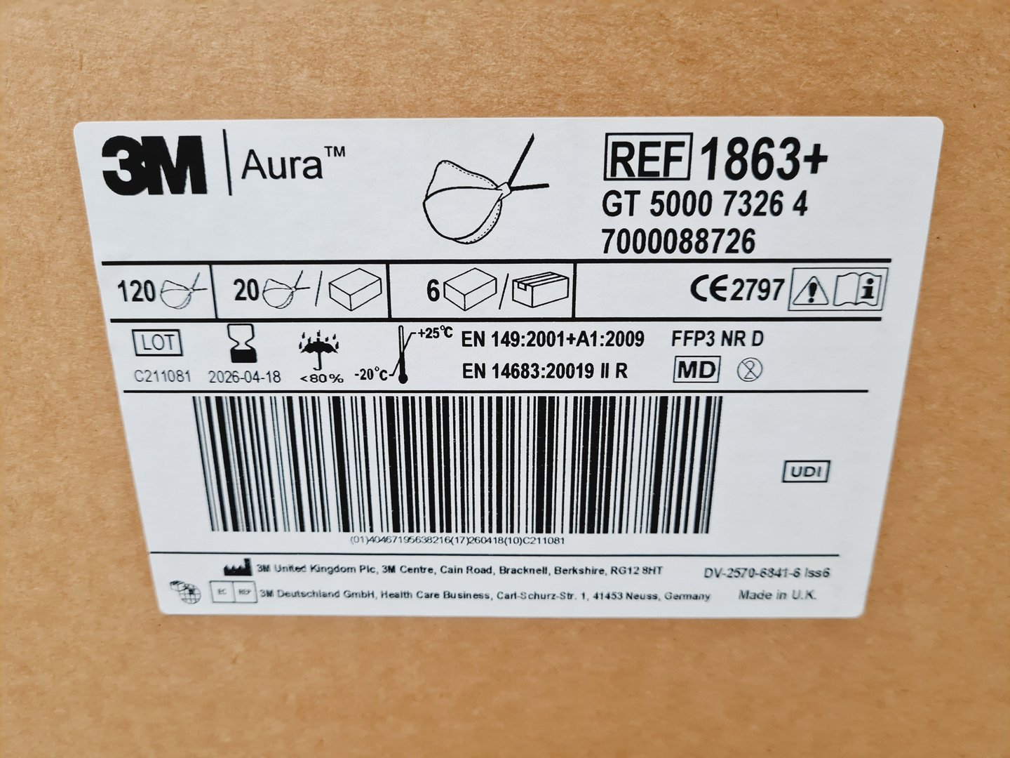 Image of 3M Aura 1863+ FFP3 Face Mask Bundle (2400 Masks)