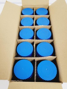 Thumbnail image of Job Lot of 164 Boxes of 10 Media Bottles Kimax ISO, GL45, 100 ml, Blue PP Cap 