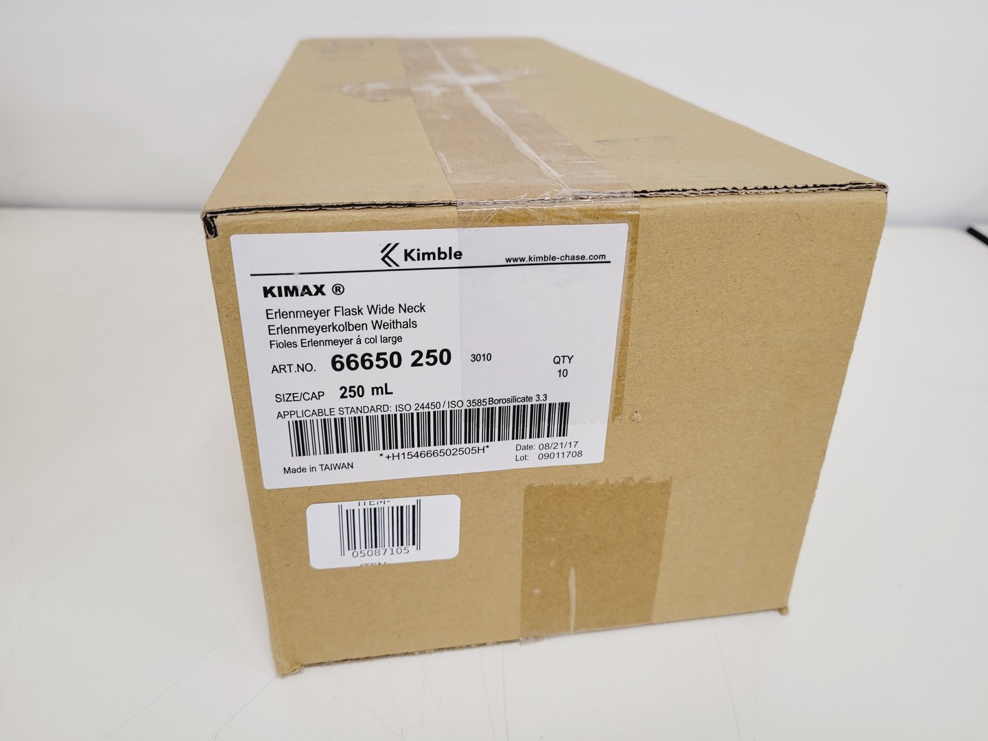 Image of Job Lot of 7 Boxes of Erlenmeyer Kimax ISO (Wide Neck), 250 ml 