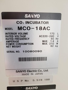 Thumbnail image of Sanyo MCO-18AC CO2 Incubator Lab