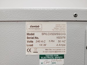 Thumbnail image of Genlab Model SP/LCI/320/SS/DIG Lab Incubator