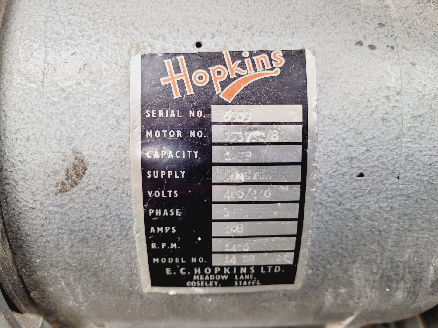 Image of E.C. Hopkins Disc Sander Model - 14 DS - Faulty Brake Box