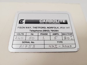 Thumbnail image of Carbolite Laboratory Oven NRI-200F Lab