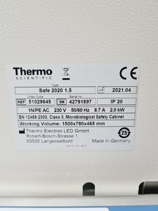 Thumbnail image of Thermo Fisher Class 2 Safe 2020 1.5 Biological Safety Cabinet Lab