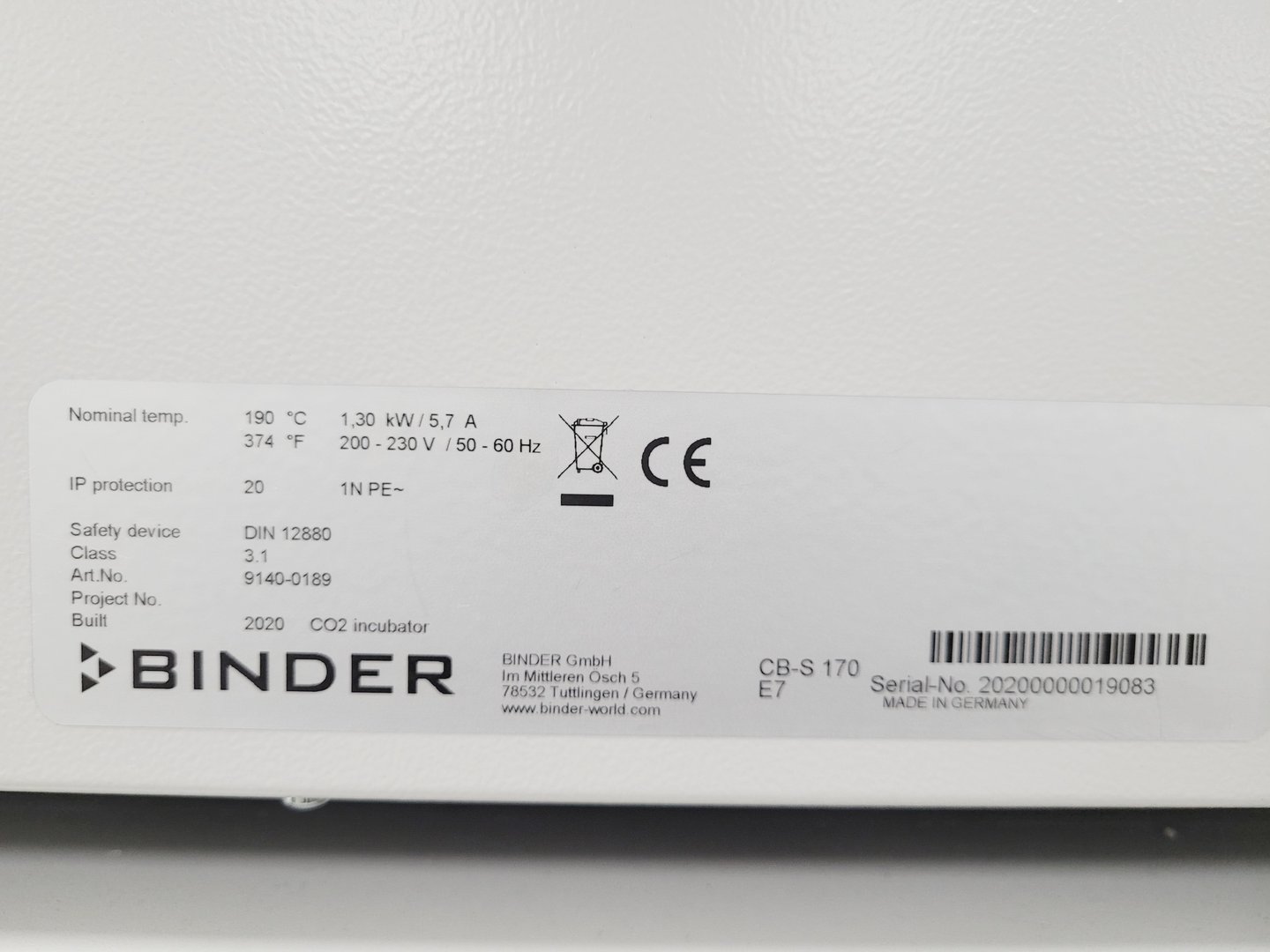 Image of Binder CB-S 170 CO2 Incubator Double Stack Lab