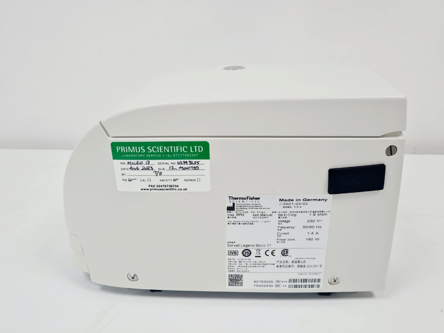 Image of Thermo Scientific Sorvall Legend Micro 17 Mini Centrifuge with Rotor Lab