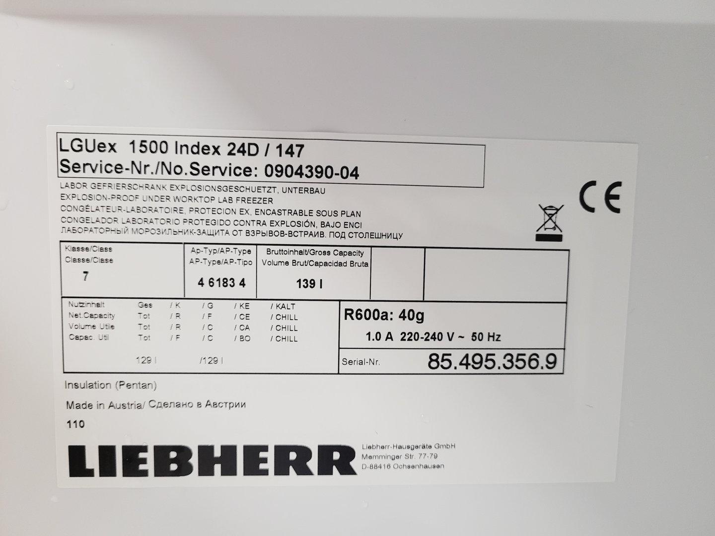 Image of Liebherr Model LGUEX 1500 MedilLine Laboratory Freezer Lab