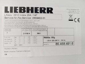 Thumbnail image of Liebherr Model 3910 LKexv Laboratory Fridge Lab