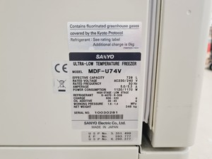 Thumbnail image of Sanyo Model MDF-U74V Ultra Low Temperature Freezer