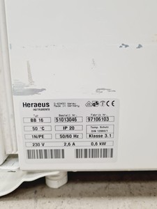 Thumbnail image of Heraeus BB 16 Function Line CO2 Incubator Lab